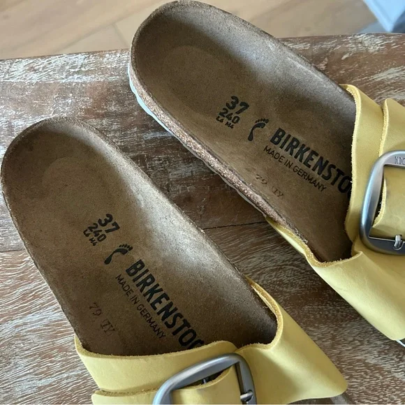 New Birkenstock Madrid Big Buckle Sandals Yellow Anthropologie - Picture 4 of 6